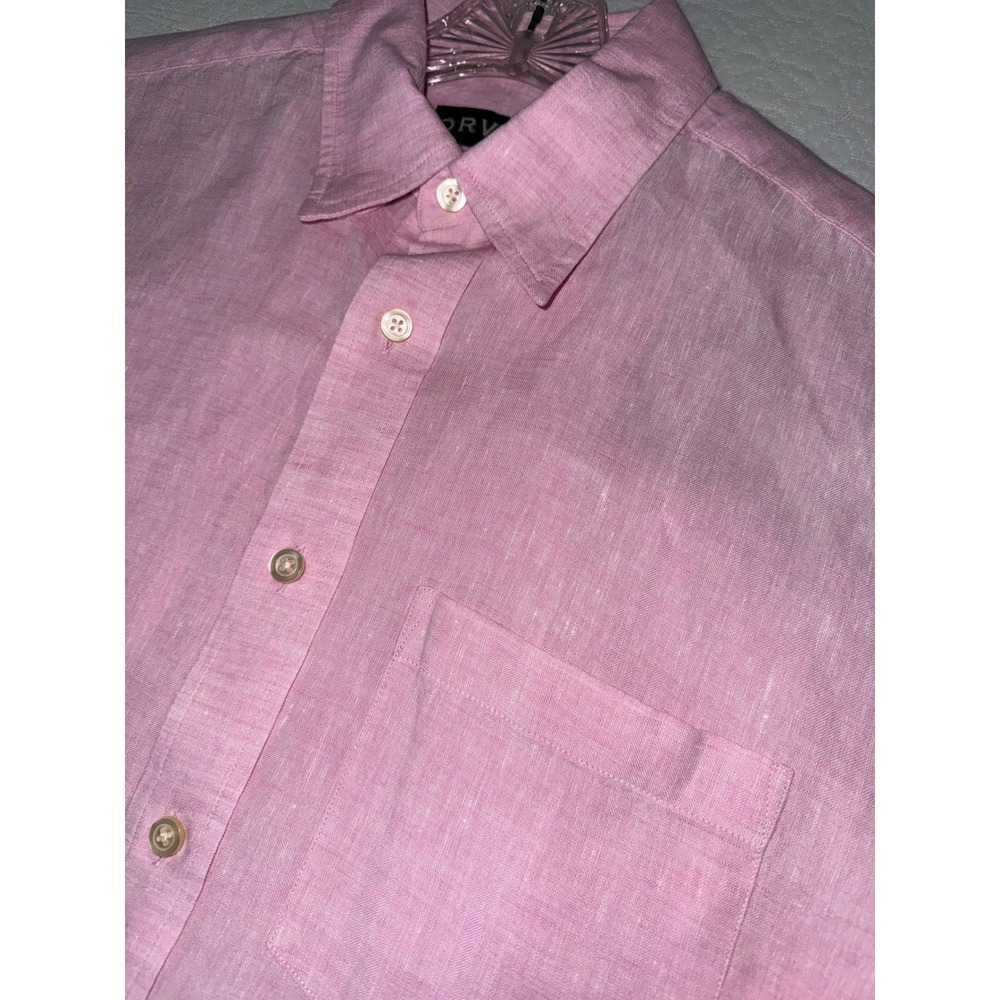 Orvis Pink Linen Shirt Mens Size Medium Lightweight Airy Coastal Beach Summer